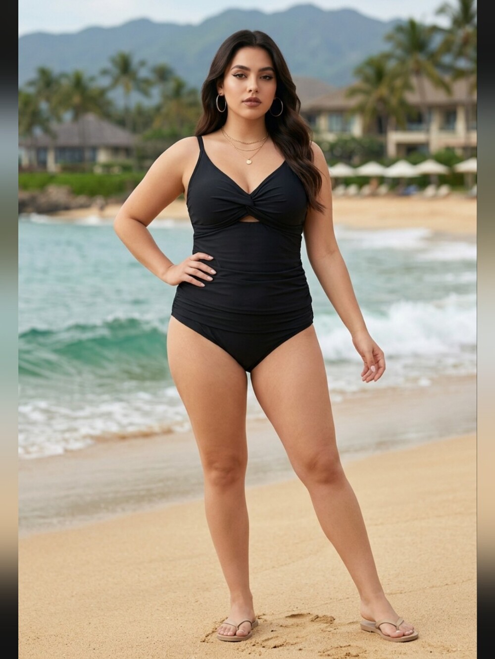 Cupshe Black Twist-Front One-Piece Swimsuit - Picture 9 of 9